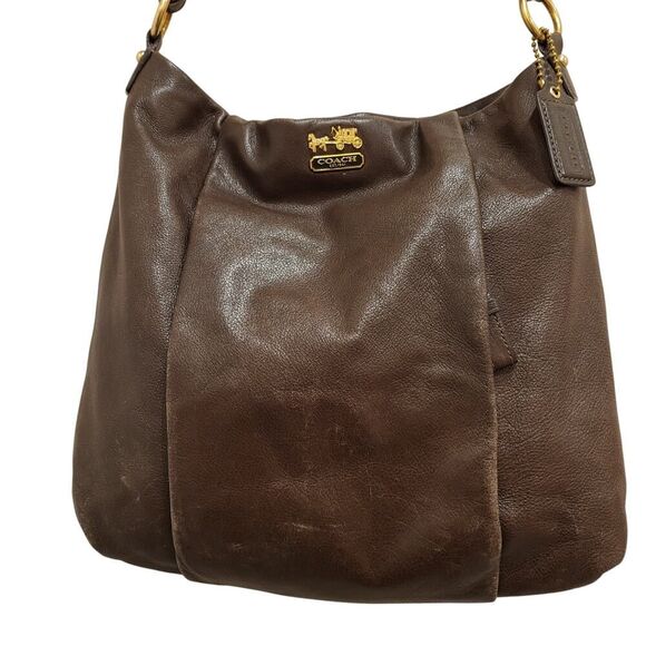 Coach Madison Isabelle Brown Leather Handbag Shoulder Strap No. 21224 Flaws* - Picture 1 of 16